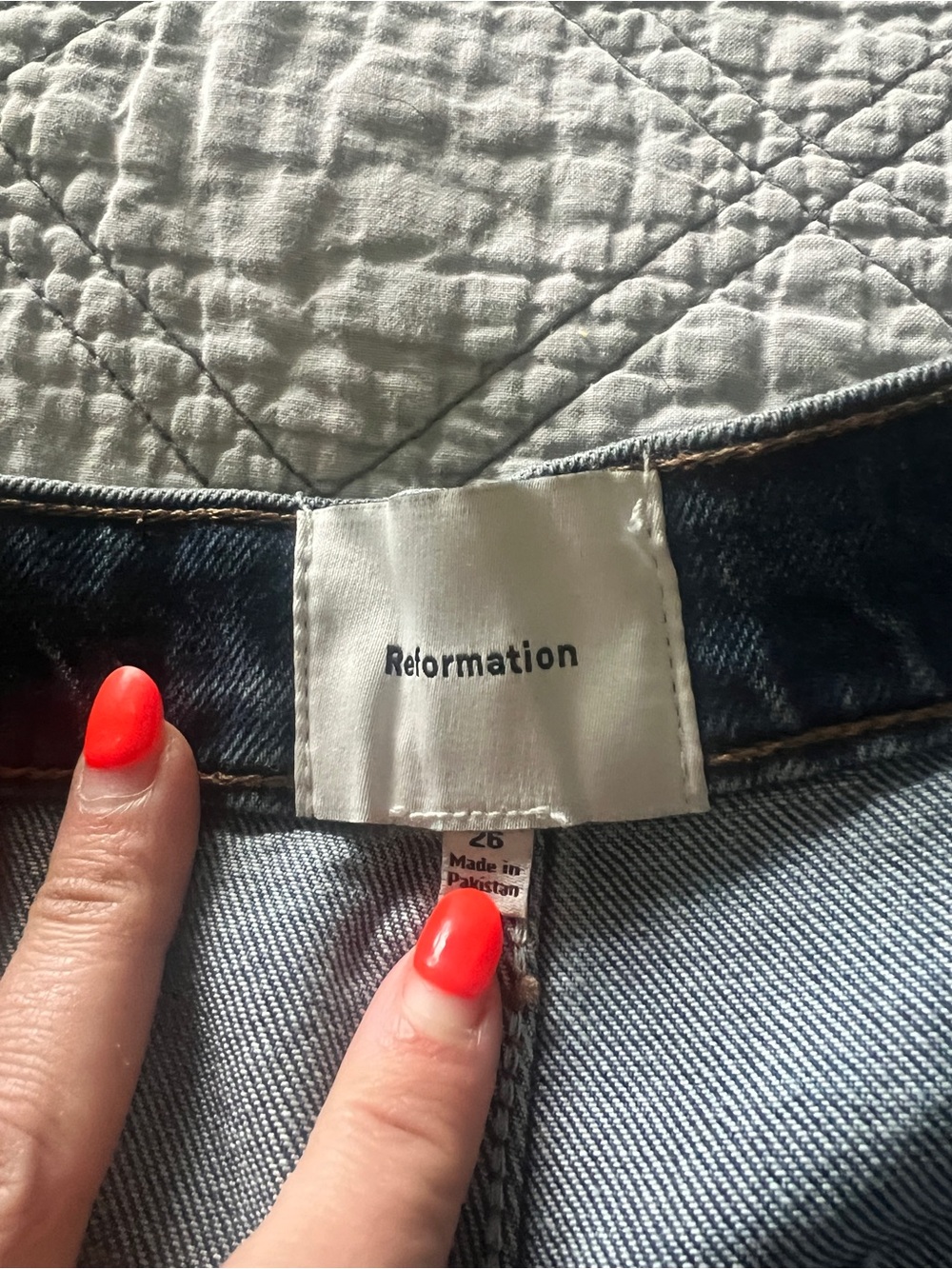 Reformation Alyssa Stretch High Rise Wide Leg Long Jeans size 26 patch pockets - Picture 8 of 10